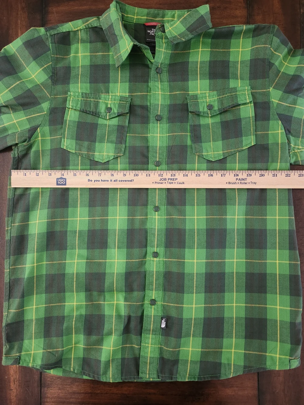 The North Face Green Plaid Button-Down Flannel Shirt Men's Large